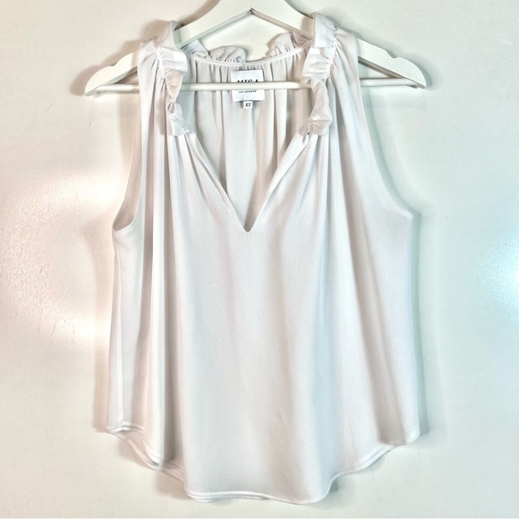 Misa Los Angeles Tops - Misa White Sleeveless Ruffle Top Size XS